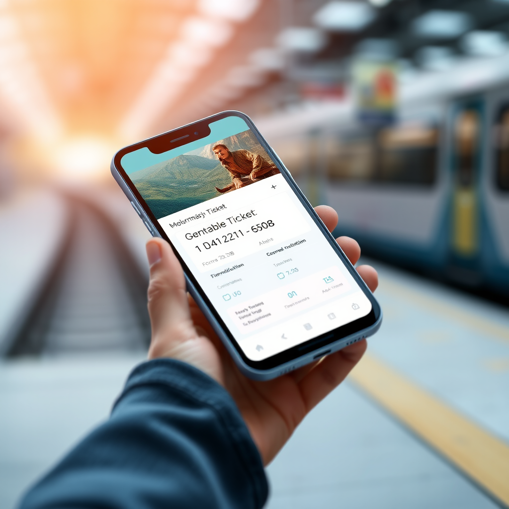 Moderne Smartphone-App für Deutschland-Ticket mit benutzerfreundlicher Oberfläche, zeigt digitales Ticket, Fahrplanauskunft und Störungsmeldungen auf dem Bildschirm